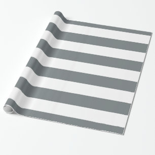 Charcoal Grey, White XL Stripes Pattern Wrapping Paper