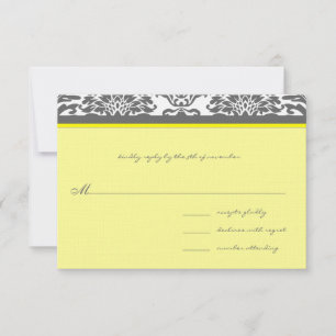 Charcoal Grey & Yellow Wedding RSVP