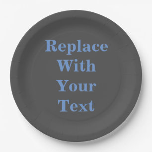 Charcoal Heather Add Your Own Text Replacement Paper Plate