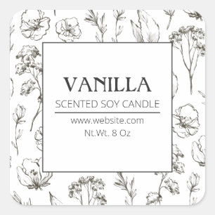 Charcoal Herbal Wildflowers Soy Candle Labels