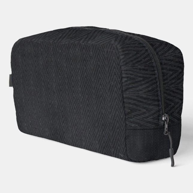 CHARCOAL HERRINGBONE DOPP KIT (Right Corner)