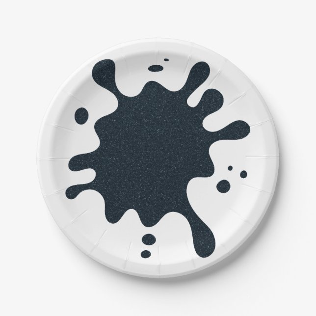 Charcoal Ink Drop Party Plate – Customisable (Front)