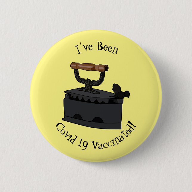 Charcoal iron cartoon illustration 6 cm round badge (Front)