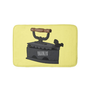 Charcoal iron cartoon illustration bath mat