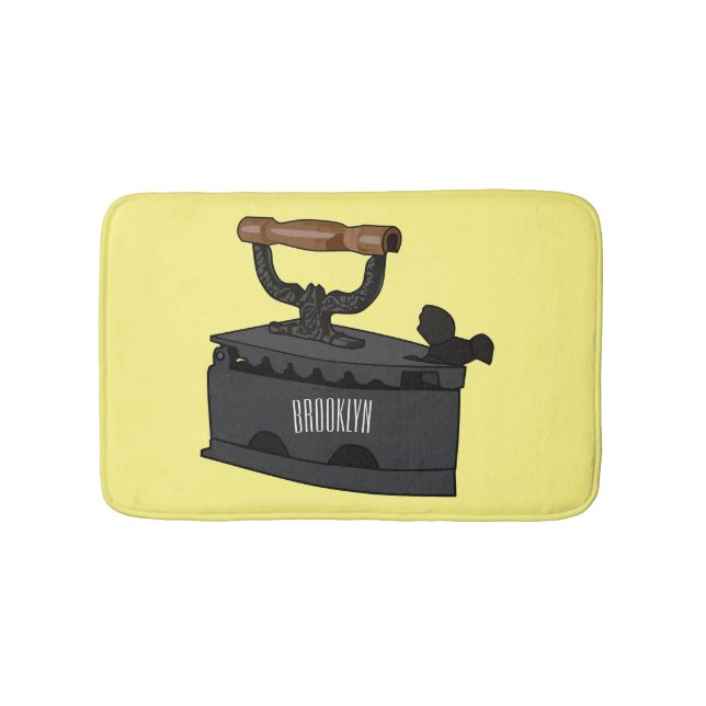 Charcoal iron cartoon illustration  bath mat (Front)