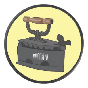 Charcoal iron cartoon illustration  hockey puck