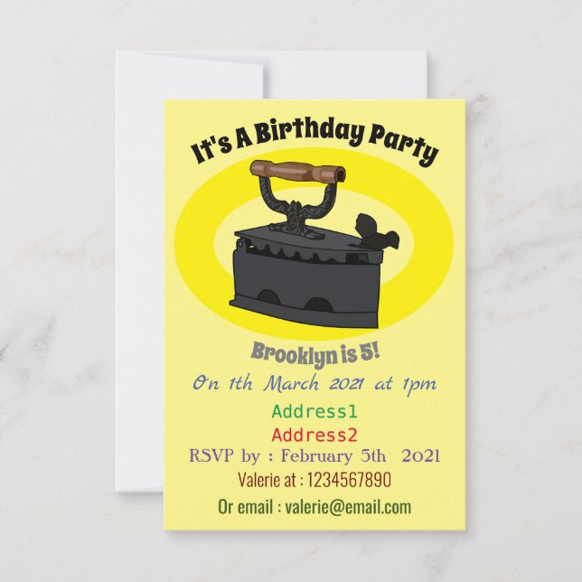 Charcoal iron cartoon illustration invitation (Front)