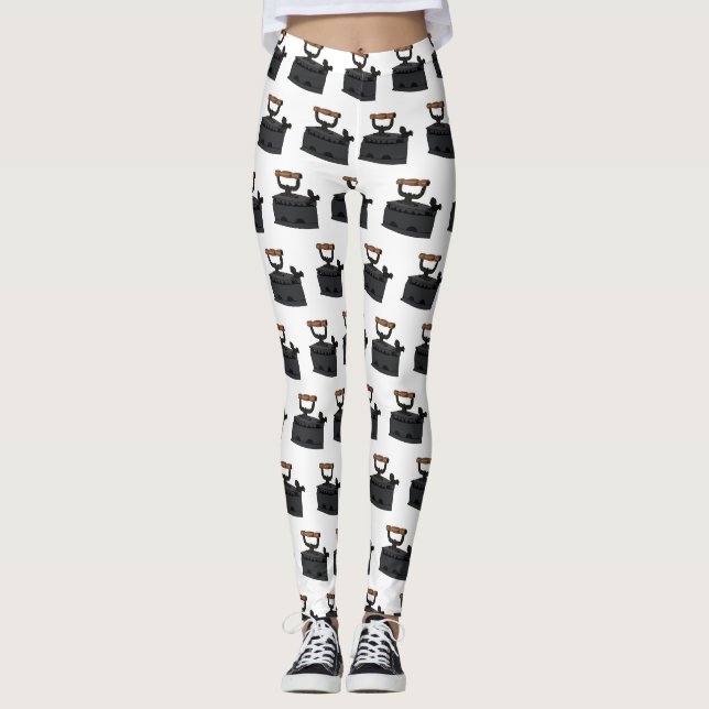Charcoal iron cartoon illustration  leggings (Front)