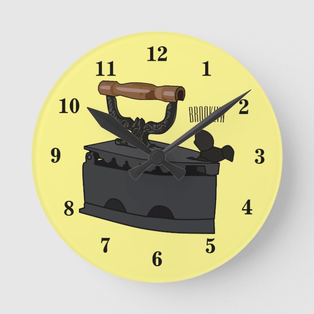 Charcoal iron cartoon illustration  round clock (Front)