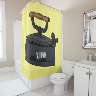 Charcoal iron cartoon illustration shower curtain
