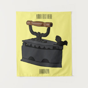 Charcoal iron cartoon illustration tapestry