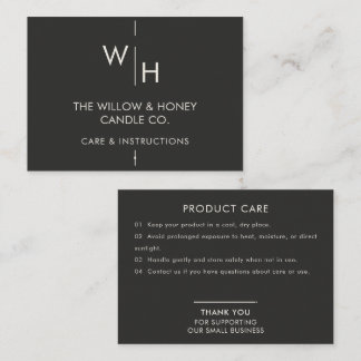Charcoal Ivory Minimalist Small Business Care Card