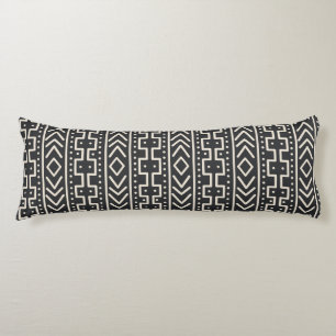 Charcoal Ivory Mudcloth Inspired   Modern Tribal Body Cushion