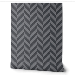 Charcoal Large Herringbone Twill Wallpaper