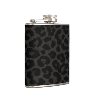 CHARCOAL LEOPARD HIP FLASK
