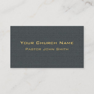 Charcoal Linen Gold Church Pastor Business Card