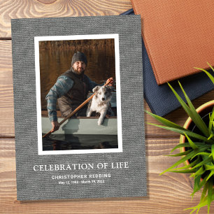 Charcoal Linen Photo Memorial Program