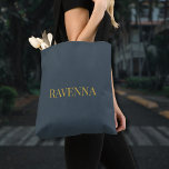 Charcoal Luxury Custom Gold Name Gift For Her Tote Bag<br><div class="desc">Custom Tote Bag featuring a bold first name in refined serif typography. The charcoal background adds depth and a modern luxury feel. A stylish and practical personalized gift for work,  school,  or travel.</div>