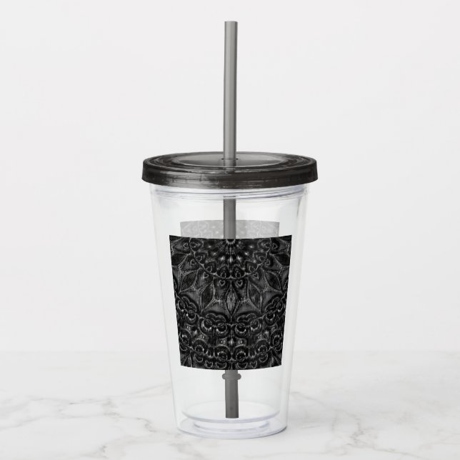 Charcoal Mandala  Acrylic Tumbler (Front)
