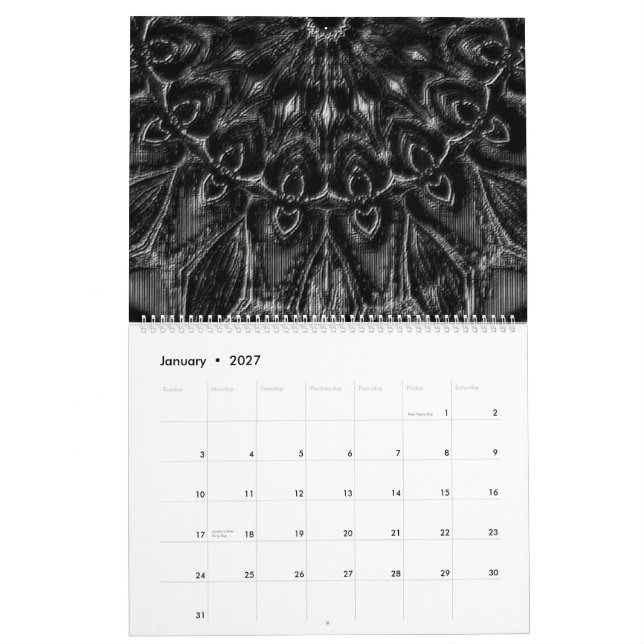 Charcoal Mandala  Calendar (Jan 2027)