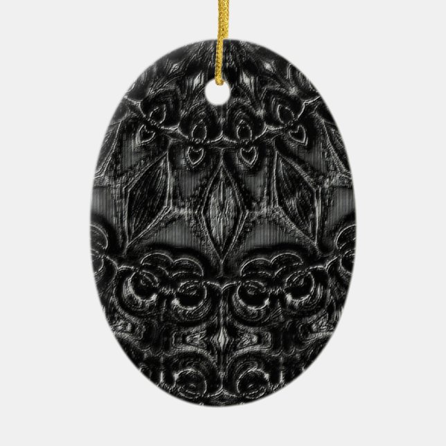 Charcoal Mandala  Ceramic Ornament (Front)