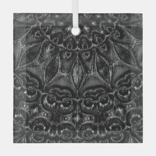 Charcoal Mandala   Glass Tree Decoration
