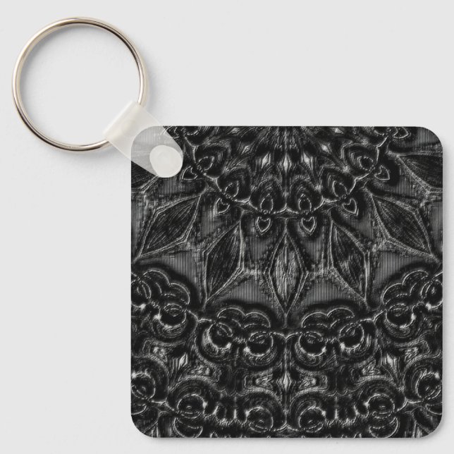 Charcoal Mandala  Key Ring (Front)