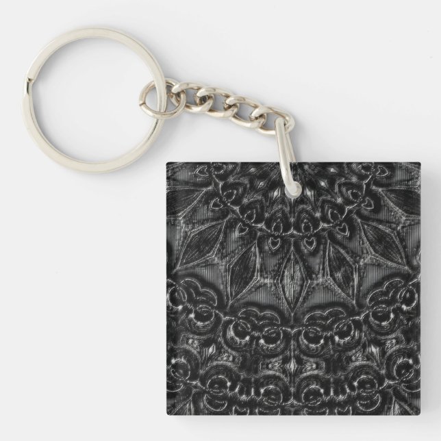 Charcoal Mandala  Keychain (Front)