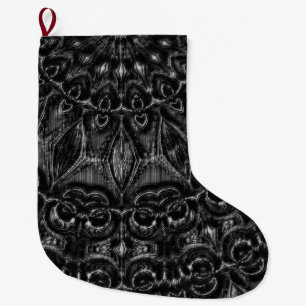 Charcoal Mandala   Large Christmas Stocking