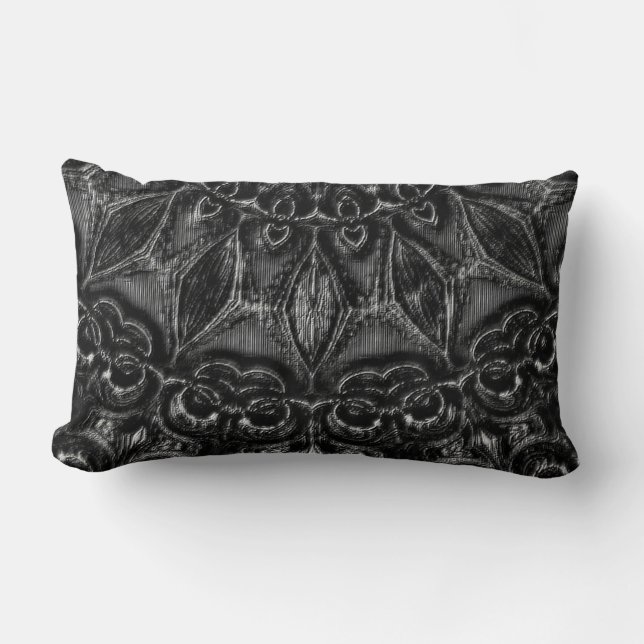 Charcoal Mandala   Lumbar Cushion (Front)