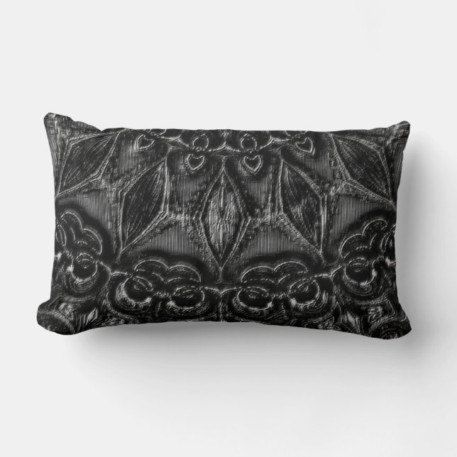 Charcoal Mandala   Lumbar Cushion (Front)