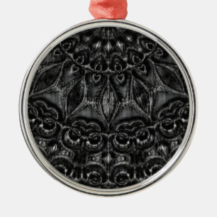 Charcoal Mandala Metal Ornament