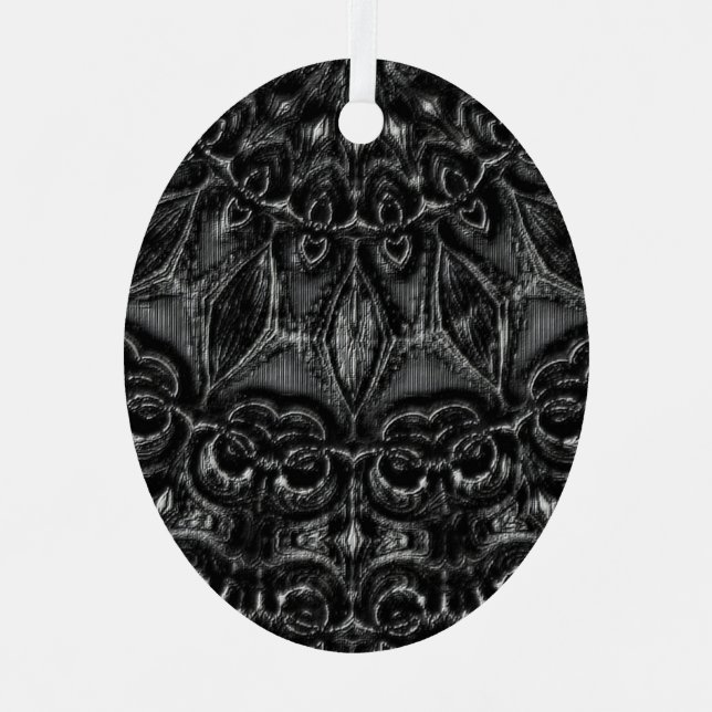 Charcoal Mandala   Metal Tree Decoration (Front)