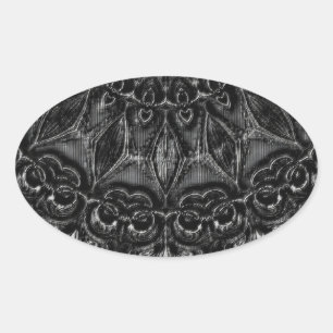 Charcoal Mandala   Oval Sticker