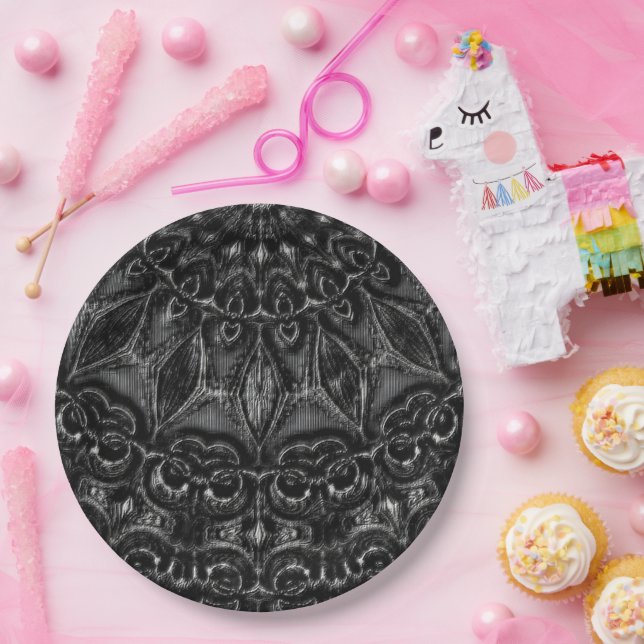 Charcoal Mandala   Paper Plate (Party)