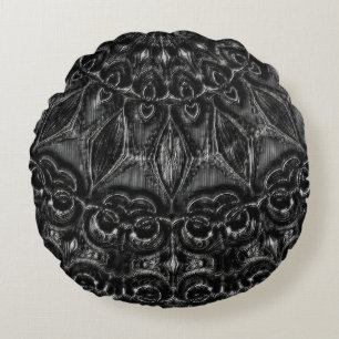 Charcoal Mandala  Round Cushion