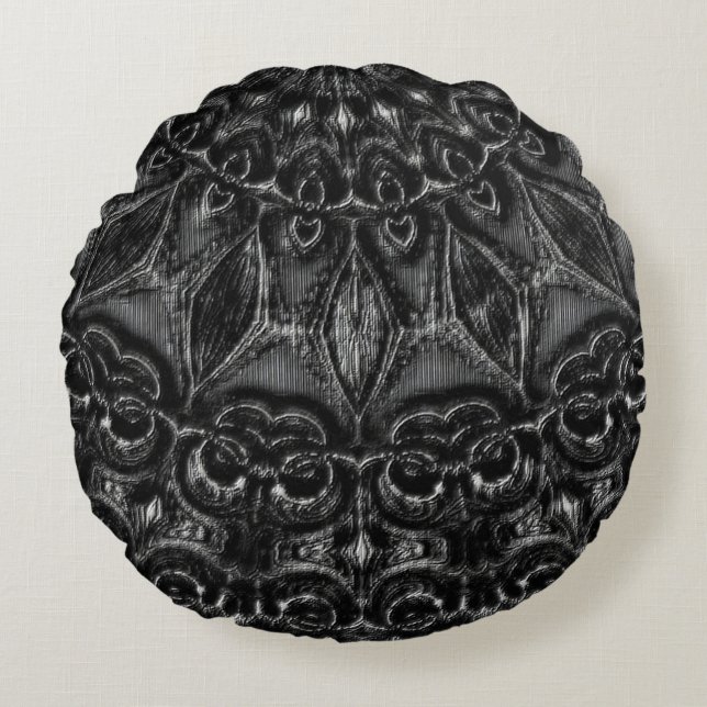 Charcoal Mandala  Round Cushion (Front)