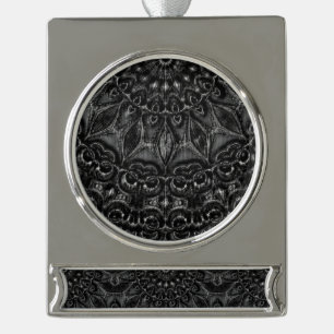 Charcoal Mandala Silver Plated Banner Ornament
