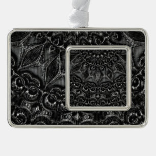Charcoal Mandala  Silver Plated Framed Ornament
