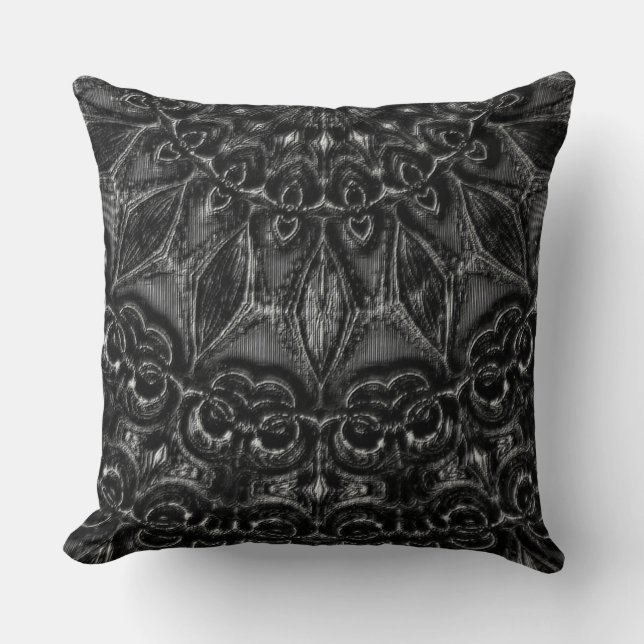 Charcoal Mandala  Throw Pillow (Front)