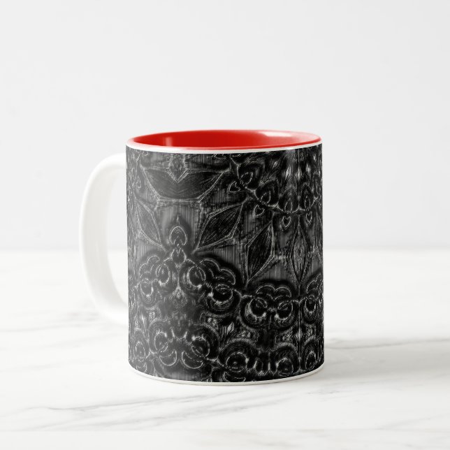 Charcoal Mandala   Two-Tone Coffee Mug (Front Left)