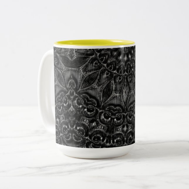 Charcoal Mandala   Two-Tone Coffee Mug (Front Left)