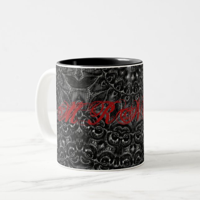 Charcoal Mandala   Two-Tone Coffee Mug (Front Left)