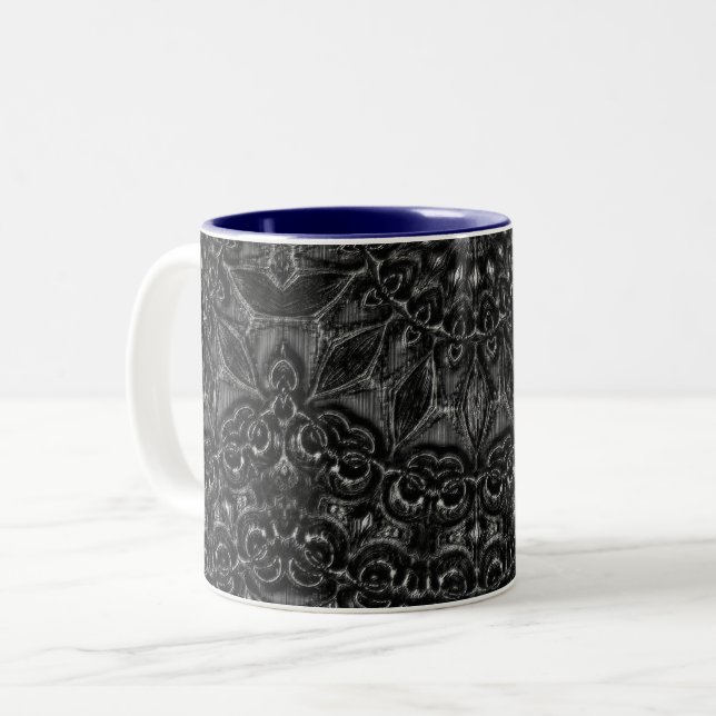 Charcoal Mandala   Two-Tone Coffee Mug (Front Left)