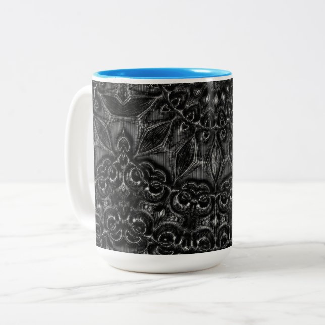 Charcoal Mandala   Two-Tone Coffee Mug (Front Left)