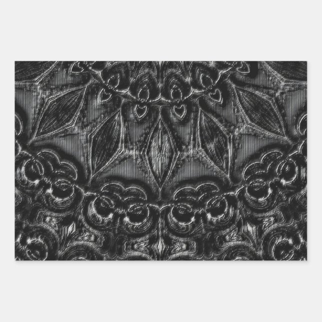 Charcoal Mandala  Wrapping Paper Sheets (Front)