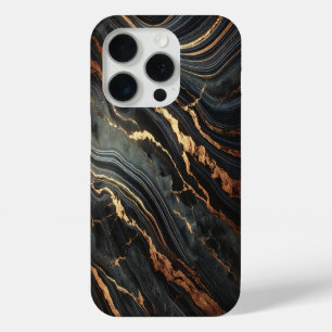 Charcoal Marble with Bronze Streaks iPhone 15 Pro Case