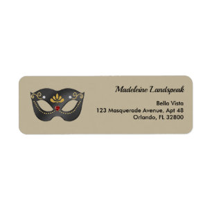 Charcoal Masquerade Warm Antique Ivory Gold Return Address Label