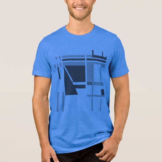 Charcoal Medium Grey MCM Style Geometric Abstract Tri-Blend Shirt (Front)