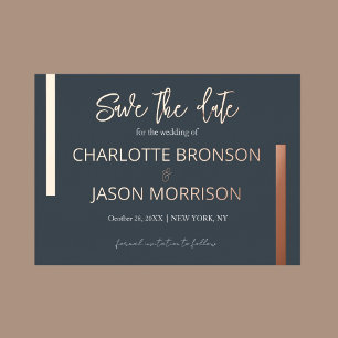 Charcoal Minimal Lines Wedding Save The Date